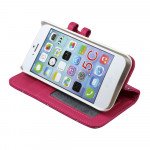 Wholesale iPhone 5C Diamond Flip Leather Wallet Case (Hot Pink)